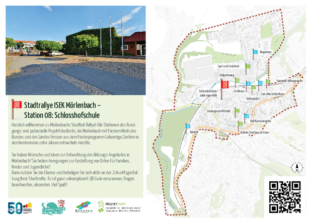 Infoschild zu Station 8: Schlosshofschule